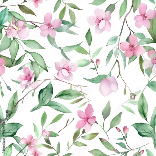 Vintage flower seamless vector pattern on background