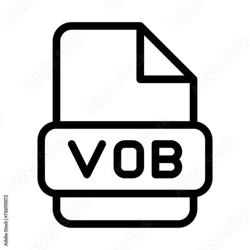 Vob File Icon. Type Files Sign outline symbol Design, Icons Format Type Data. Vector Illustration.