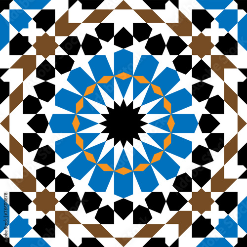 Seamless arabic geometric ornament based on traditional arabic art. Muslim mosaic. Turkish, Arabian tile. Girih style.