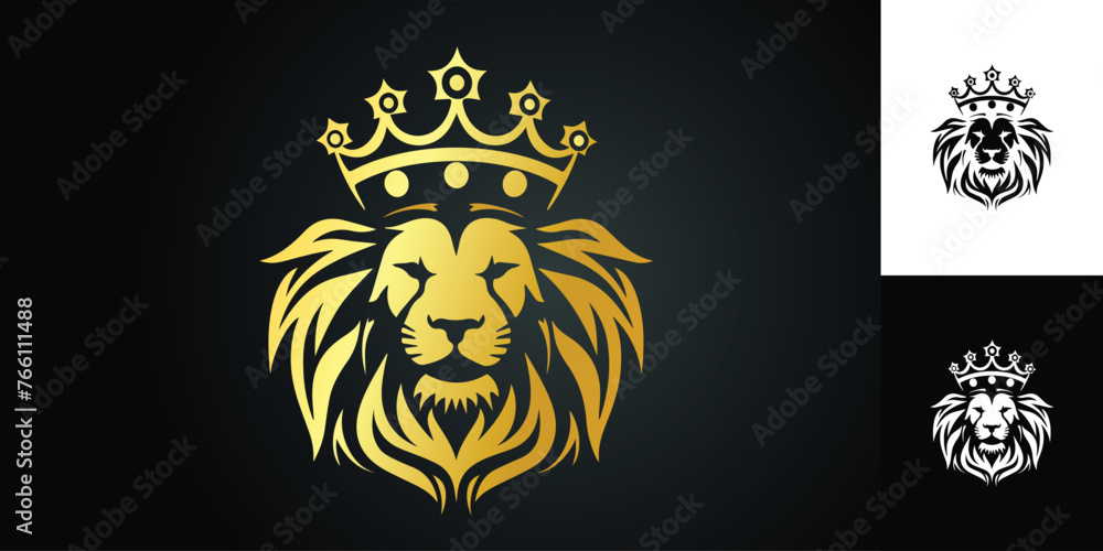 gradient lion logo, golden lion logo, lion king face logo vector