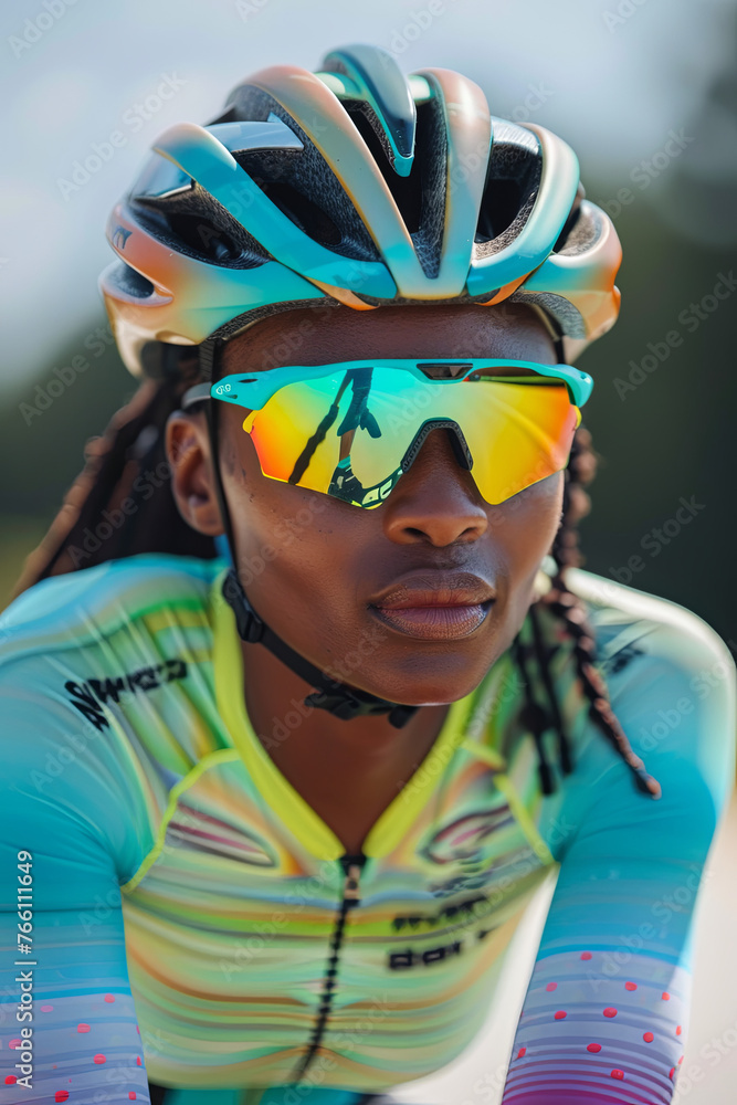 A beautiful cyclist wearing a cycling jersey A beautiful cyclist wearing a cycling jersey