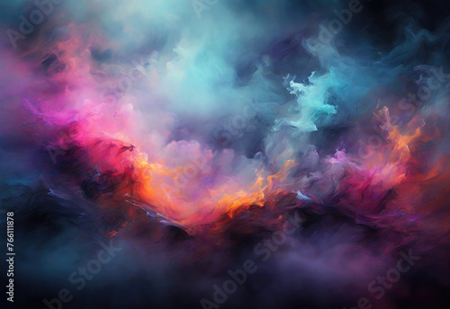 A breathtakingly fantasy landscape. Abstract colorful fantastic background with mesmerizing fog.