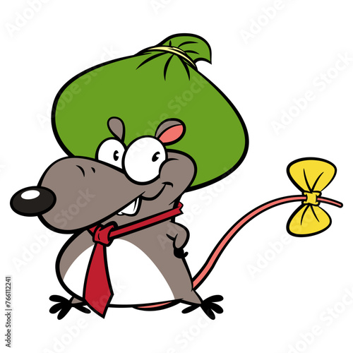 Funny Mouse cartoon characters wearing necktie and carrying a sack of money. Best for sticker, logo, and mascot with political corruption issues themes