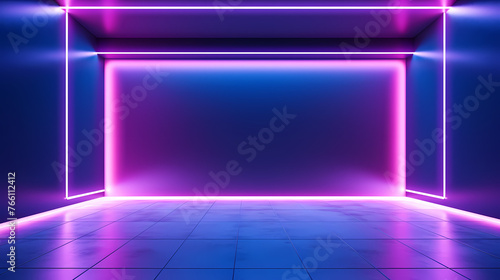 Empty room with neon space for design