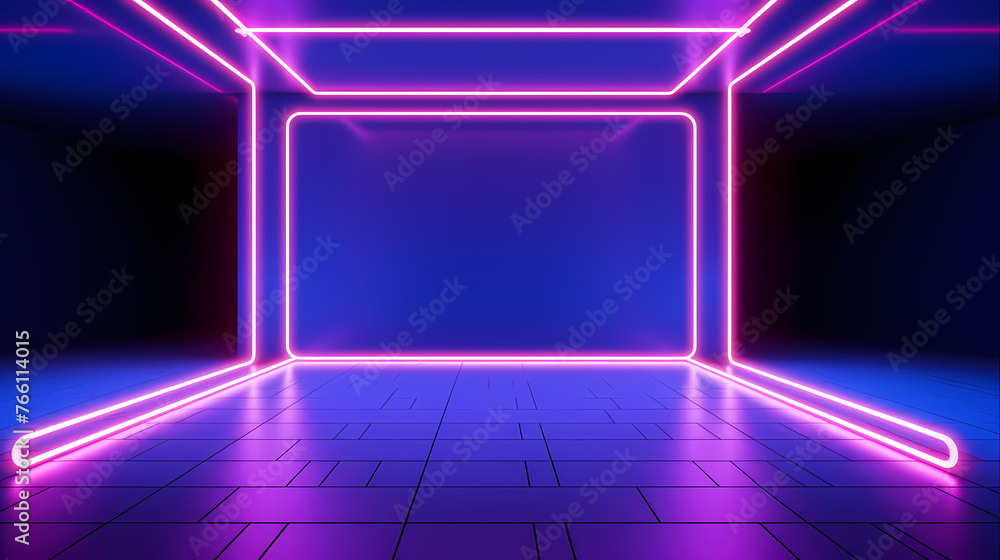 Empty room with neon lights Empty room with neon lights