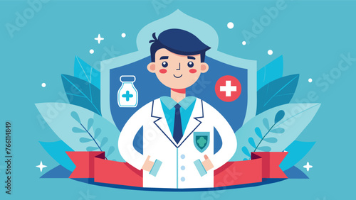 Medical banner with doctor wearing coat