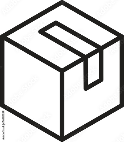 Box line icons. Empty open shipping box or unboxing line art. Carton boxes icon set. Stock vector. Vector illustration.