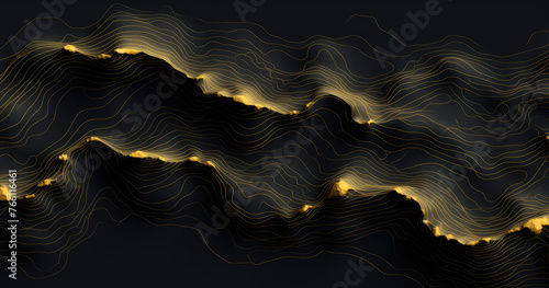 high detailed, Luxury Cool contemporary wallpaper or backdrop papecut texture background. Abstract topographic grey black and gold line art with a blank space.	 photo