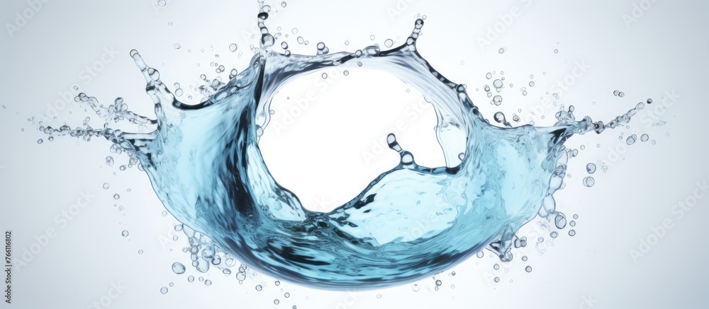 A vivid electric blue liquid splash creating a mesmerizing circular art on a clean white background. A stunning visual arts illustration of fluid in motion A vivid electric blue liquid splash creating a mesmerizing circular art on a clean white background. A stunning visual arts illustration of fluid in motion