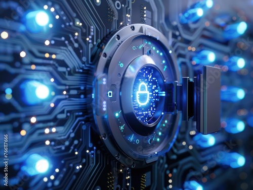 Futuristic security Smart lock with digital encryption © Temsiri
