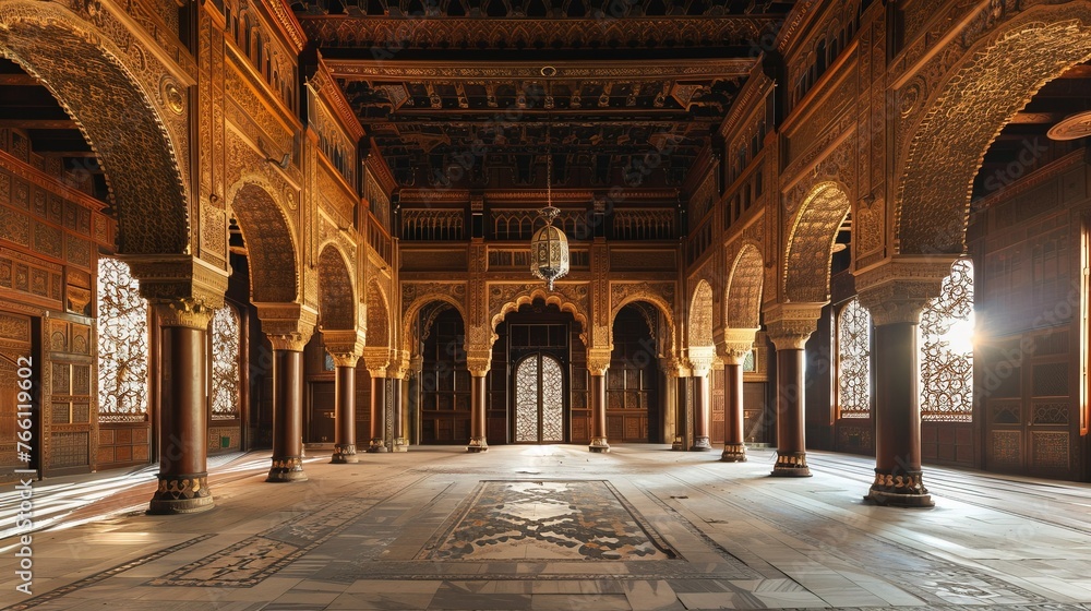 Background: Elegant Islamic palace interior