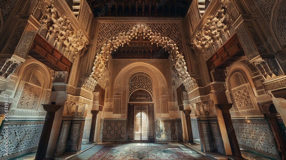 Background: Elegant Islamic palace interior