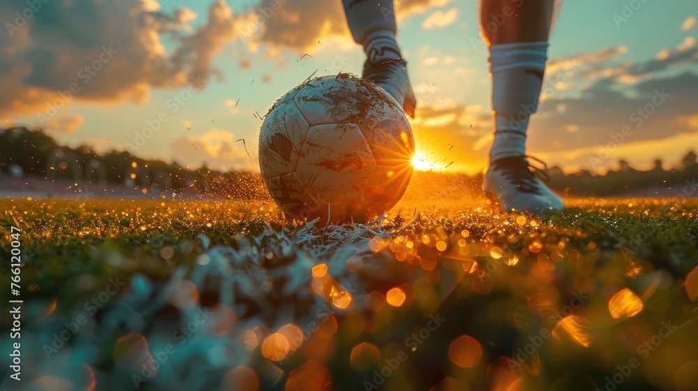 soccer player with soccer ball - obrazy, fototapety, plakaty 