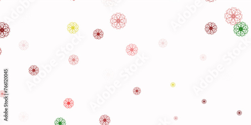 Light green, red vector natural backdrop with flowers.