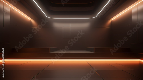 Empty geometric room with beautiful lighting