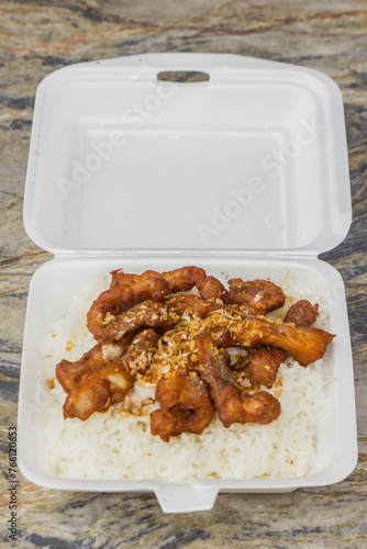 Garlic fried squid egg on rice