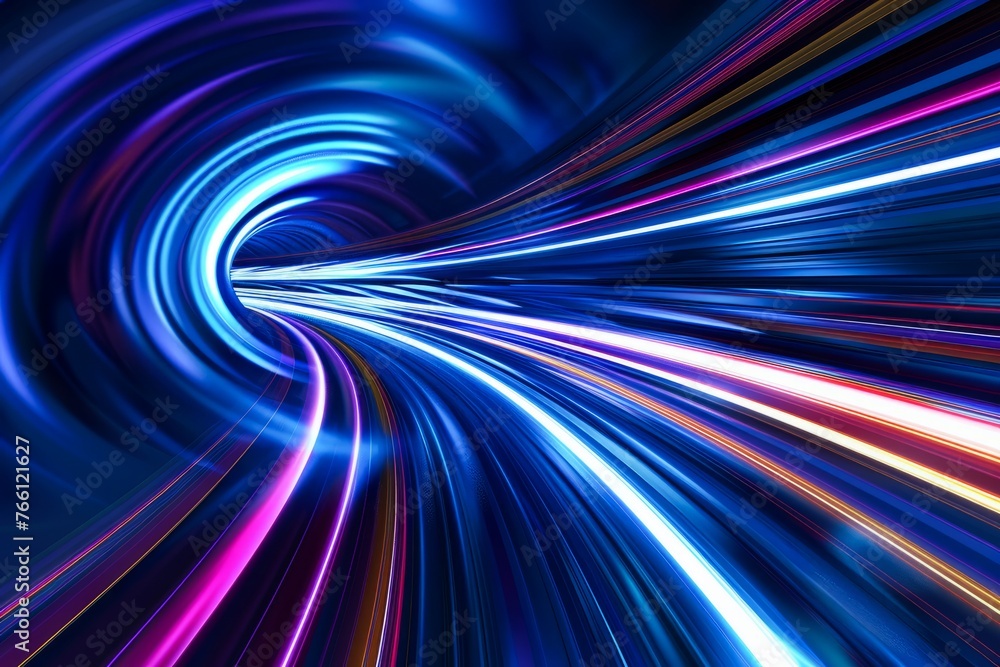 Vibrant Digital Abstract Tunnel Display With Dynamic Blue and Red Lines Vibrant Digital Abstract Tunnel Display With Dynamic Blue and Red Lines