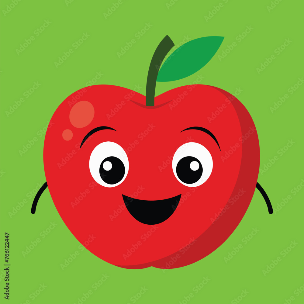 Smiling apple with eyes cute funny apple fruit cartoon style vector design illustration Smiling apple with eyes cute funny apple fruit cartoon style vector design illustration