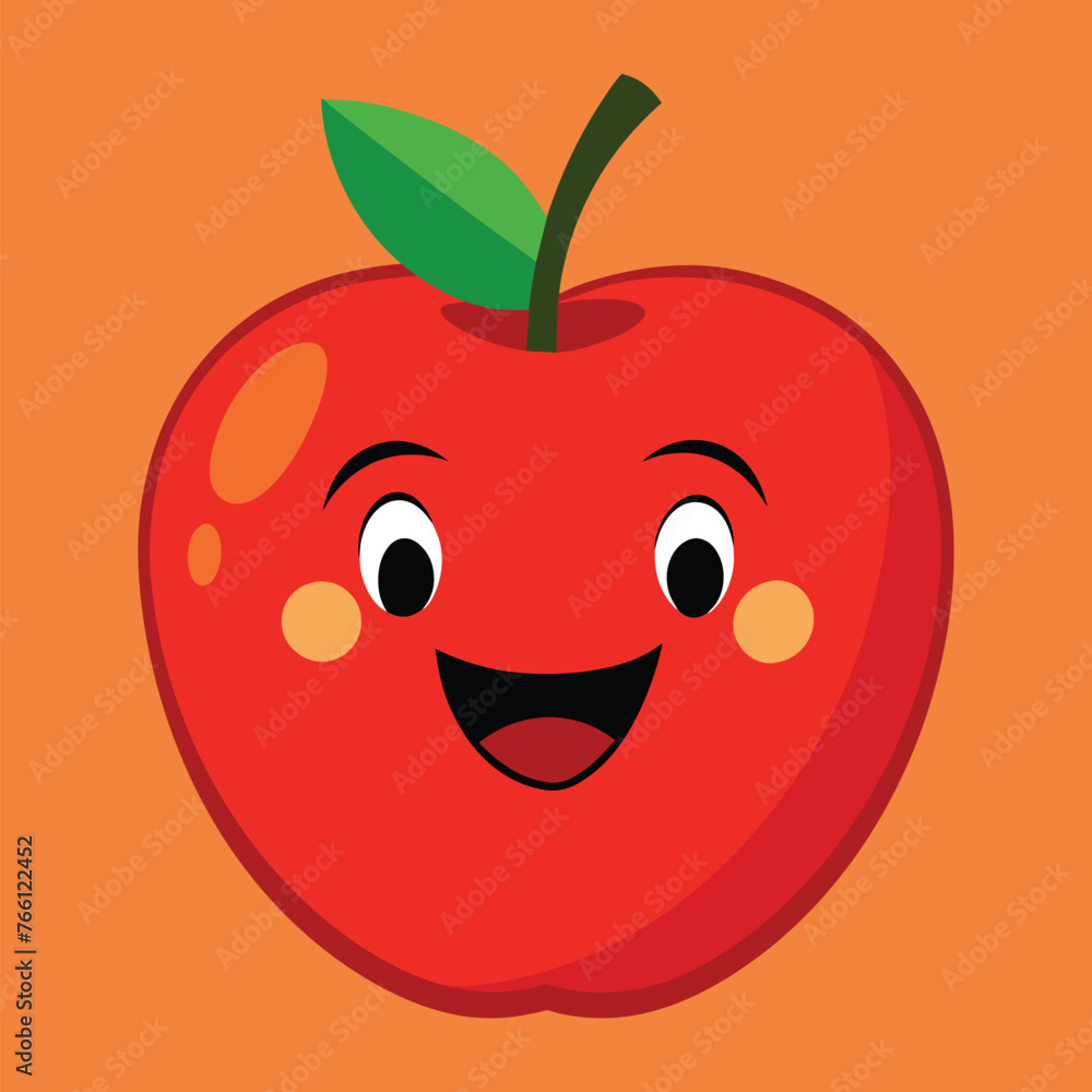 Smiling apple with eyes cute funny apple fruit cartoon style vector design illustration Smiling apple with eyes cute funny apple fruit cartoon style vector design illustration