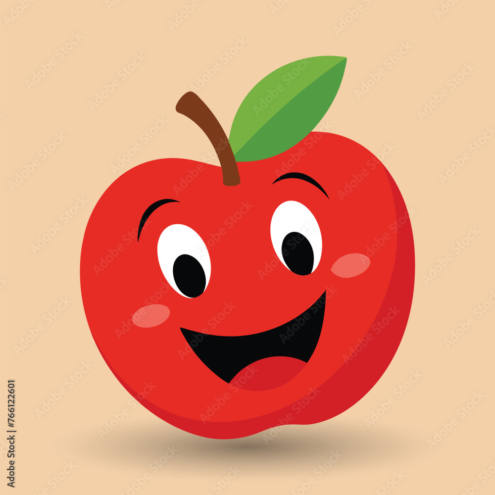 Smiling apple with eyes cute funny apple fruit cartoon style vector design illustration Smiling apple with eyes cute funny apple fruit cartoon style vector design illustration