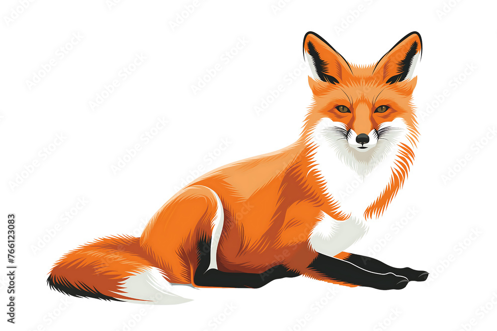 Obraz premium Illustration of cute fox in vector style isolated on a transparent background