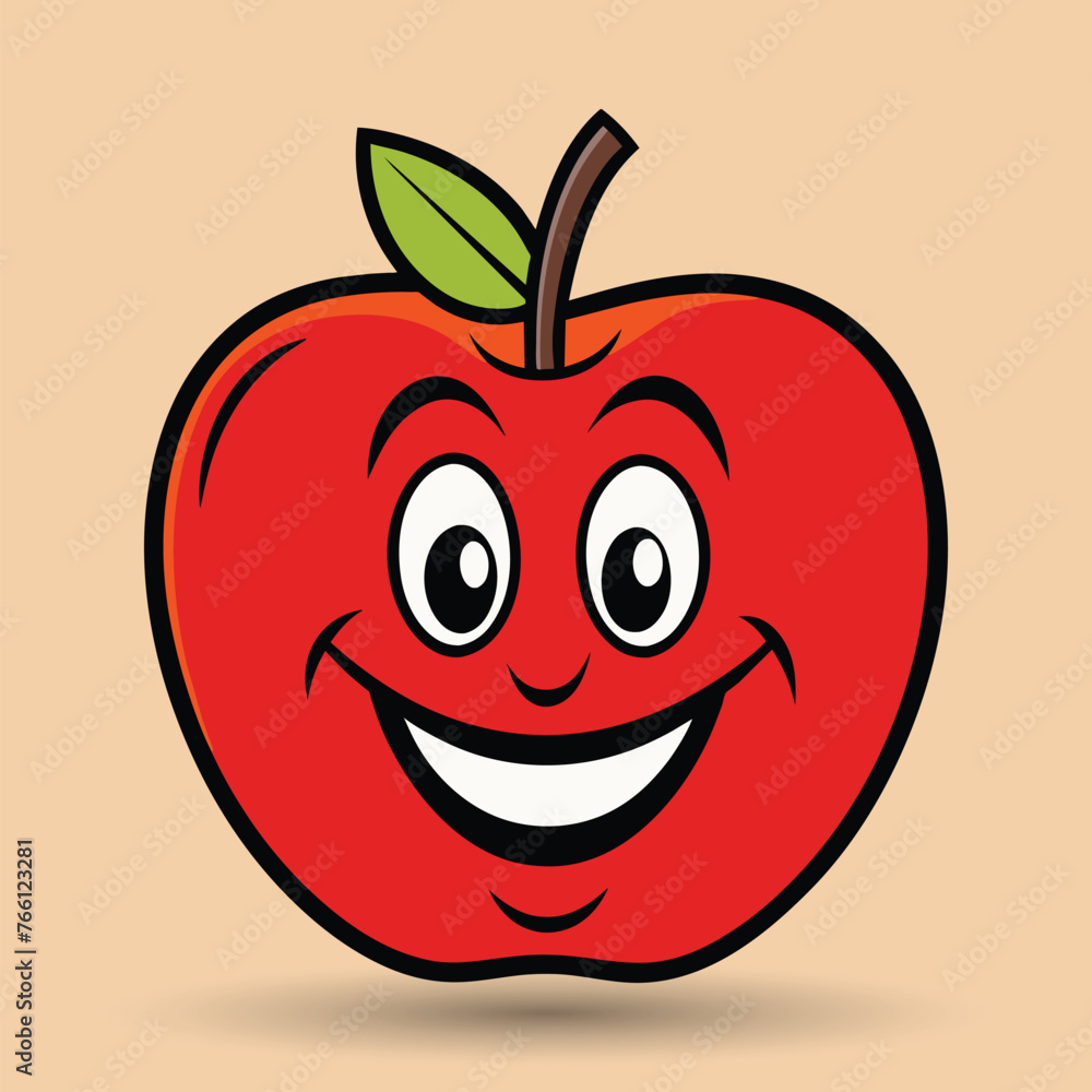 Smiling apple with eyes cute funny apple fruit cartoon style vector design illustration Smiling apple with eyes cute funny apple fruit cartoon style vector design illustration