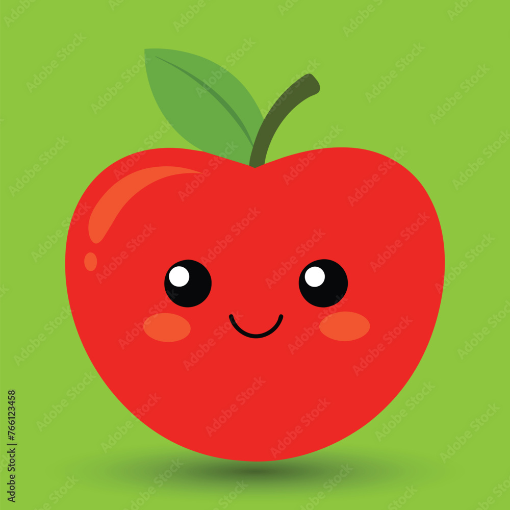 Smiling apple with eyes cute funny apple fruit cartoon style vector design illustration Smiling apple with eyes cute funny apple fruit cartoon style vector design illustration