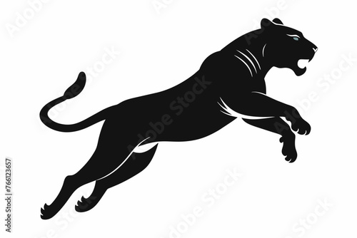 Jumping tiger silhouette vector illustration