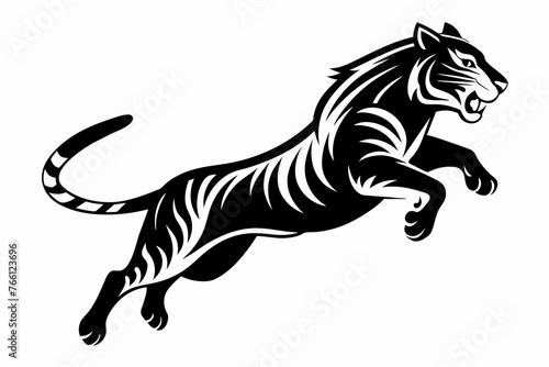 Jumping tiger silhouette vector illustration © Mohammad