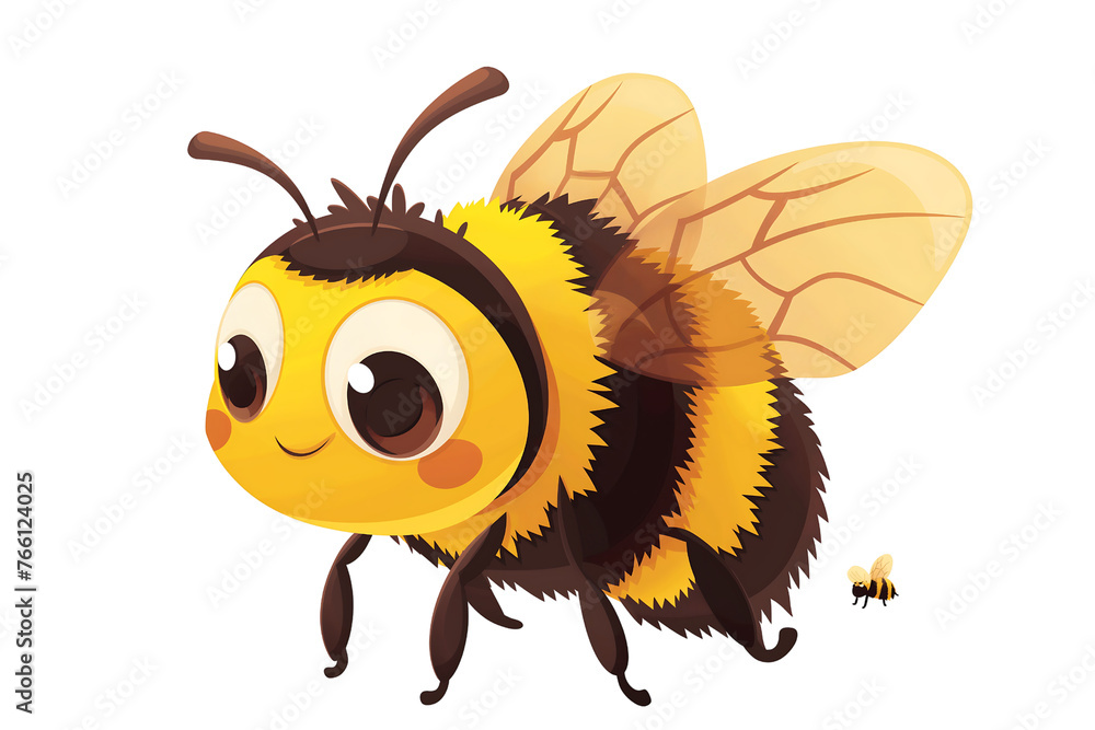 Obraz premium Illustration of cute bee in vector style isolated on a transparent background