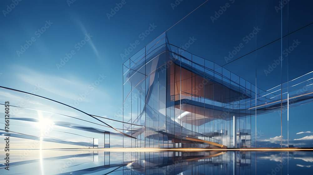 3D rendering of glass office building, futuristic architecture 3D rendering of glass office building, futuristic architecture