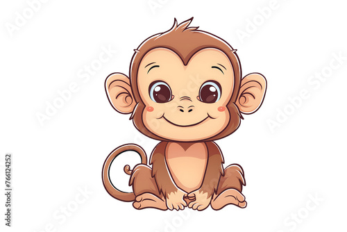 Illustration of cute monkey in vector style isolated on a transparent background