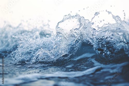 A close-up shot capturing the dynamic motion of water splashing on the surface in vivid detail, A freeze-frame of ocean wave at the point of splash, AI Generated