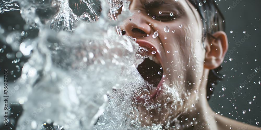 Fototapeta premium Sunlit Woman Drinking Water from a Glass