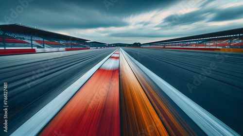 Dynamic Motion Blur View of a Racing Track on a Cloudy Day © slonme