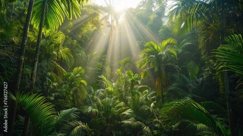 The environment: A lush tropical rainforest teeming with biodiversity photo