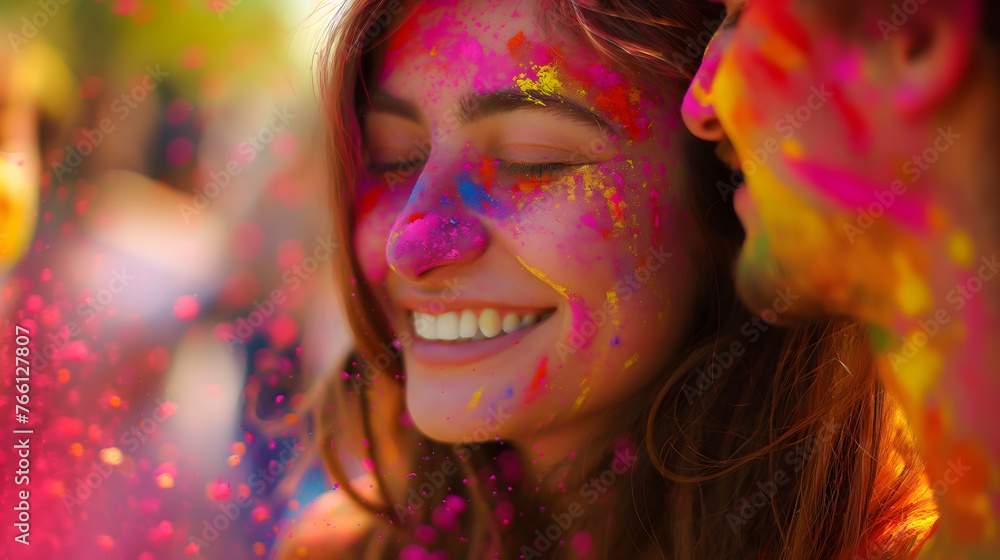 Colorful Celebration - Man Smiling with Face Paint During Festival holi festival Colorful Celebration - Man Smiling with Face Paint During Festival holi festival