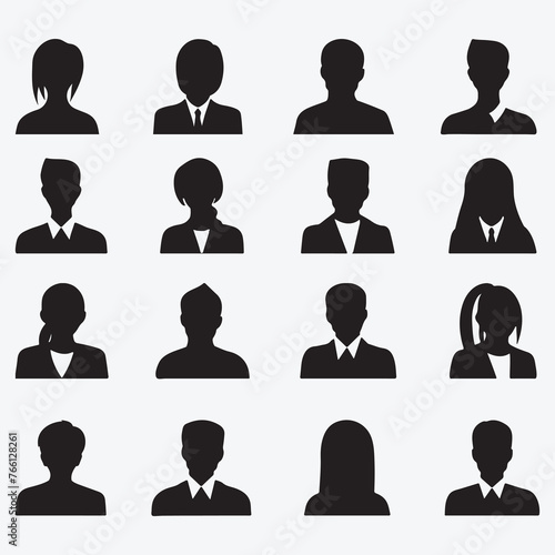 Entrepreneurial Icons, Extensive Collection of Business Man and Woman Avatar Silhouettes