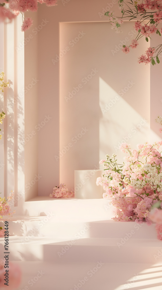 Surreal Pink Blossom Dreamscape with Modern Interior Design Surreal Pink Blossom Dreamscape with Modern Interior Design