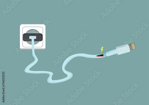 Canvastavla A frayed Charging cable