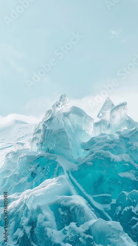 Blue Iceberg Landscape against a light blue sky  generative AI