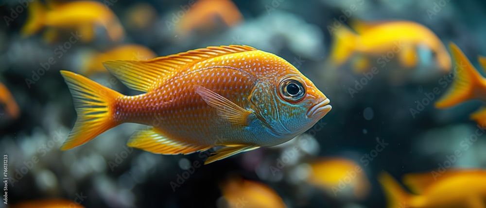 A Fish With Golden Scales. Illustration On The Theme Of The Underwater World, Ecology, Aquariums. Generative AI
A Fish With Golden Scales. Illustration On The Theme Of The Underwater World, Ecology, Aquariums. Generative AI