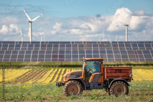 Future of Farming  Electric Vehicle with Solar and Wind Power