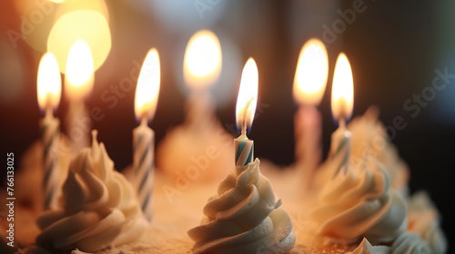 close-up of the candles on the birthday cake