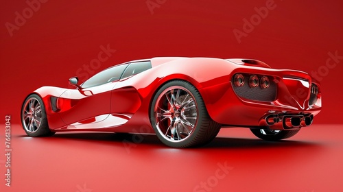 Red Sports Car against a vibrant red background  generative AI