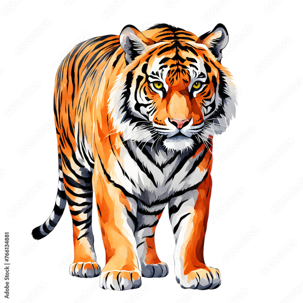 Obraz premium Tiger, watercolor style, isolated on transparent background