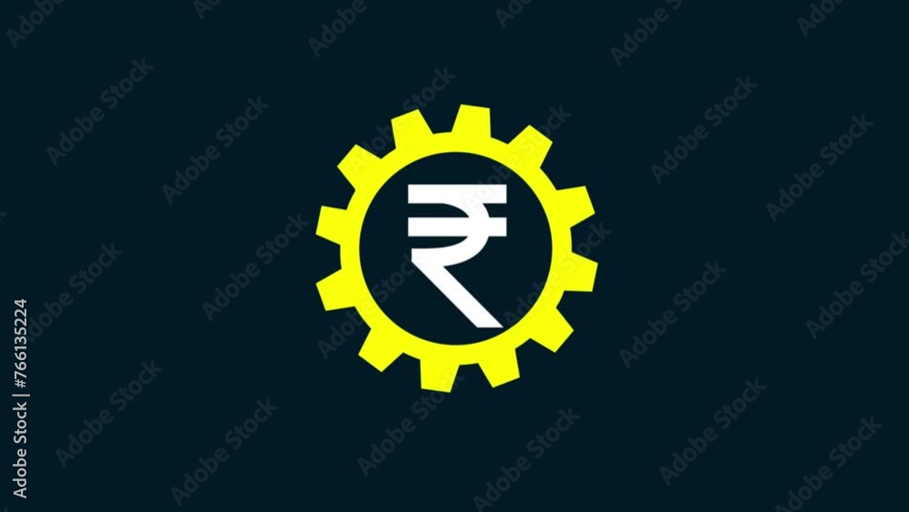 Business gear mechanism. Rupee sign Business gear mechanism. Rupee sign