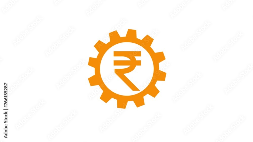 Business gear mechanism. Rupee sign Business gear mechanism. Rupee sign
