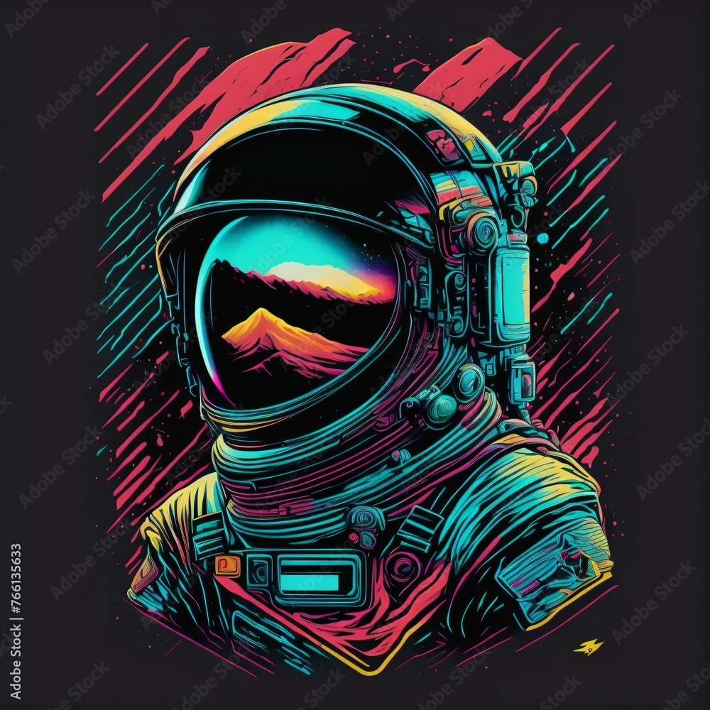 illustration of an astronaut in spaceq with beautiful color