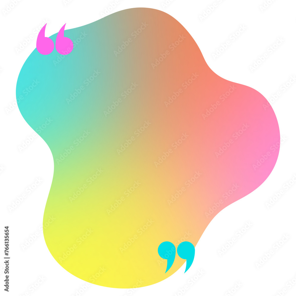 Transparent Rainbow Gradient Abstract Shape Text Frame with Quotation Marks